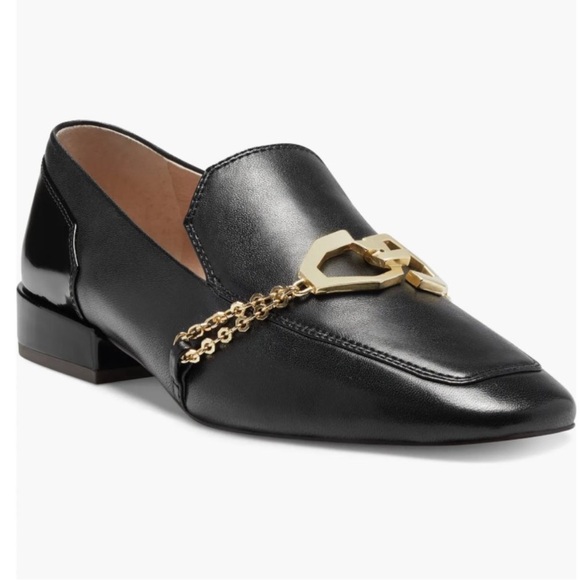 Louise et Cie Black Leather Chain Loafers Size 10 EUC - Picture 1 of 14